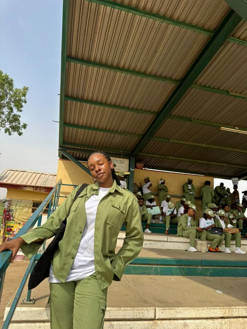 Peace in her NYSC uniform at camp